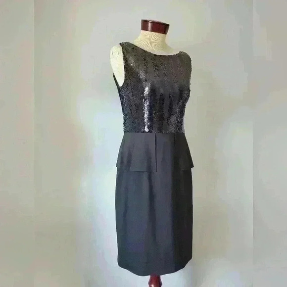 ELIE TAHARI black sequin peplum dress. Size 8 - Picture 2 of 11